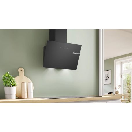 Bosch DWK65DK60 Serie 2, Falra szerelhető páraelszívó, 60 cm, Fekete üveg, Fekete DWK65DK60