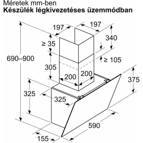 Bosch DWK65DK60 Serie 2, Falra szerelhető páraelszívó, 60 cm, Fekete üveg, Fekete DWK65DK60