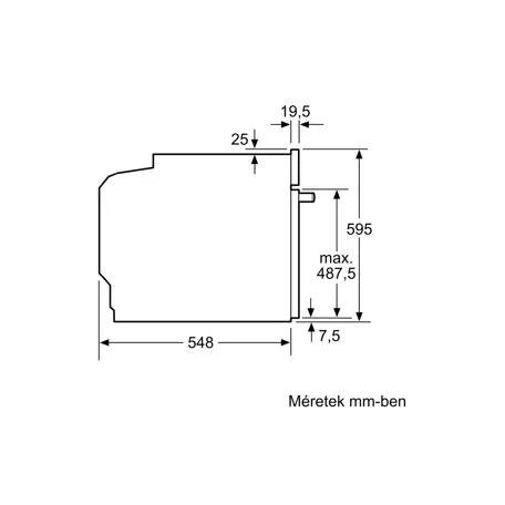 Bosch HQA574BB3 Serie 4, Beépíthető sütő gőz funkcióval, 60 x 60 cm, Fekete