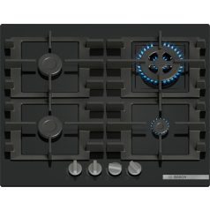   Bosch PNH6B6K40 Serie 4, Gáz főzőlap, 60 cm, Edzett üveg, Fekete