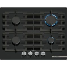   Bosch PPP6A6I40 Serie 6, Gáz főzőlap, 60 cm, Edzett üveg, Fekete