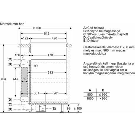 Bosch PVS611B16E Serie 4, Indukciós főzőlap, beépített elszívóval, 60 cm, munkapultra építhető keret nélkül