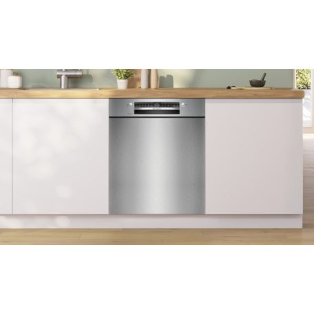 Bosch SMU4EVS08E Serie 4, Aláépíthető mosogatógép, 60 cm, Szálcsiszolt acél