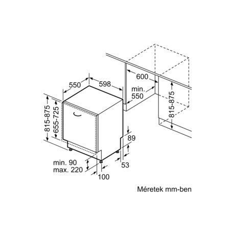 Bosch SMV6YCX02E Serie 6, Beépíthető mosogatógép, 60 cm