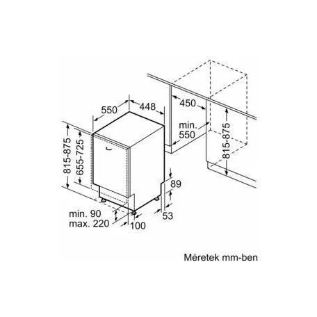 Bosch SPV2HMX02E Serie 2, Beépíthető mosogatógép, 45 cm